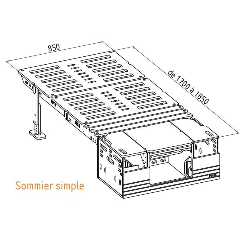 Sommier simple + structure de lit Hive Box Omni Box XS